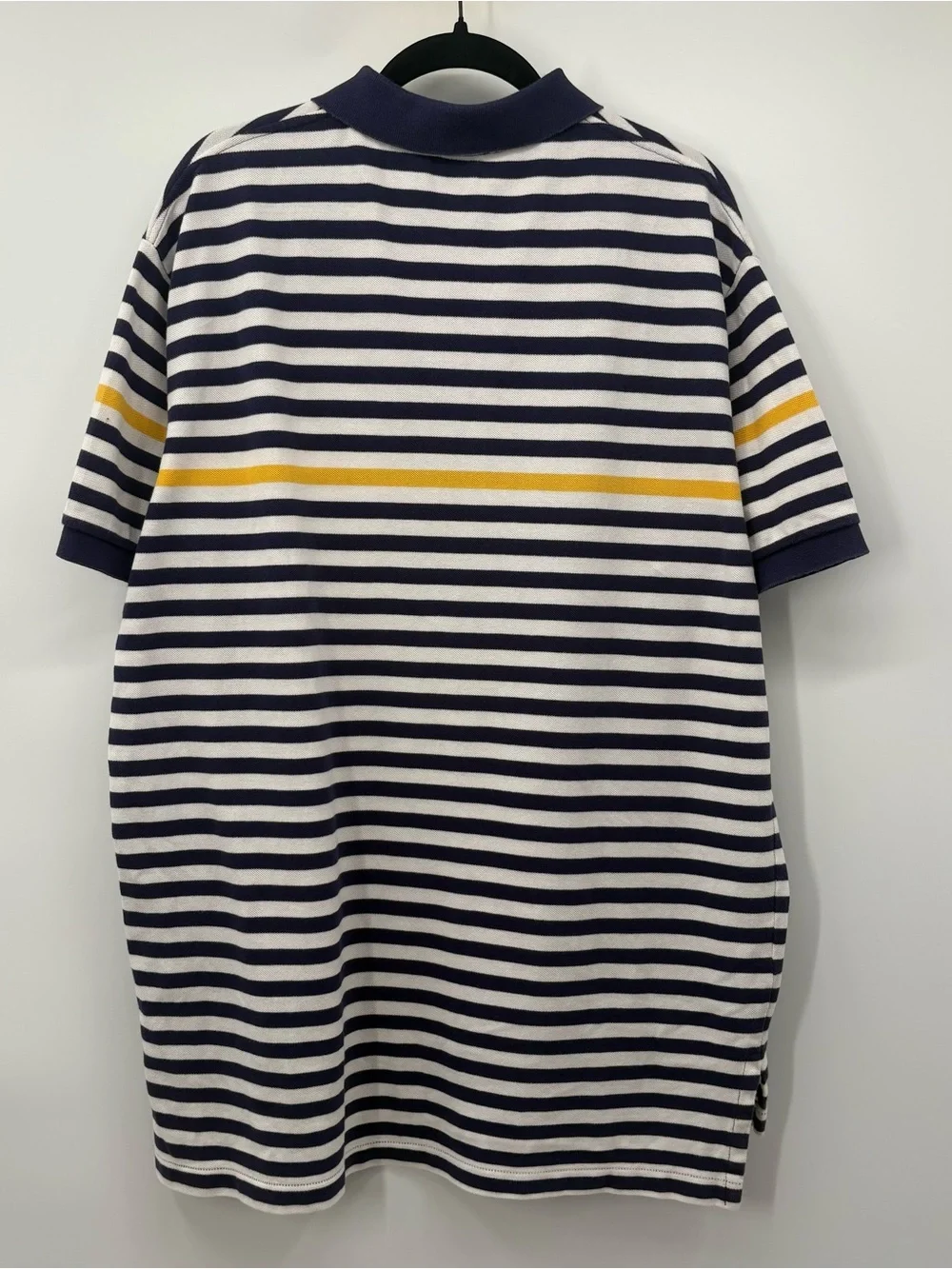 Ralph Lauren Navy & White Striped Polo with Yellow Stripe